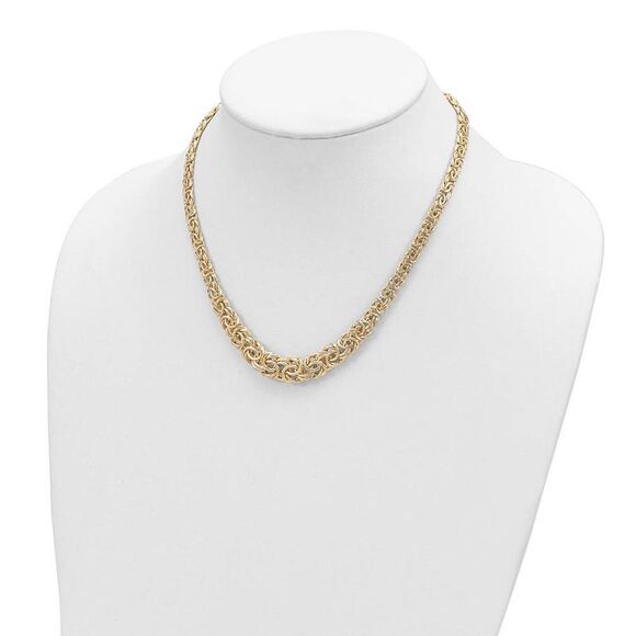 10mm 14K Yellow Gold Graduated Byzantine Chain Necklace, 17.25 Inch - Picture 2 of 5
